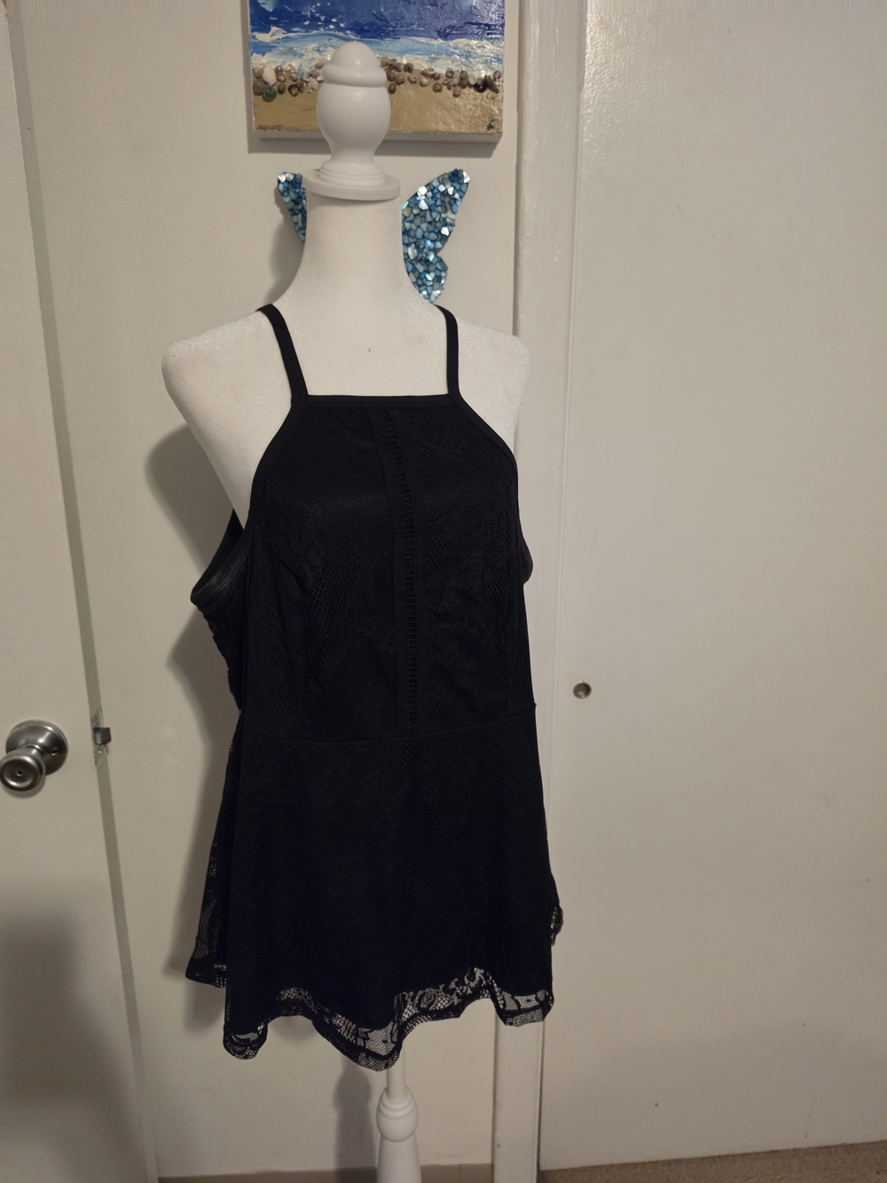Torrid Black Lace Halter Tank Top